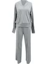 Women Plain Split Joint Two-Piece Set Daily Long Sleeve Casual Spring/Fall Top With Pants Matching Set
