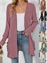 Women Spring/Fall Outerwear Vintage Gathered Plain Long Sleeve Jacket