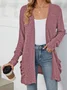 Women Spring/Fall Outerwear Vintage Gathered Plain Long Sleeve Jacket