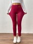 Women Comfortable fleece Plain Casual Winter Soft Long Leggings