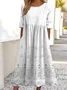 Women Gradient Pattern Crew Neck Half Sleeve Comfy Vintage Maxi Dress