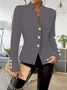 Women Plain Spring/Fall Outerwear Vintage Split Joint Long Sleeve Regular Blazer