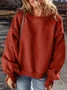 Casual Crew Neck Plain Sweatshirt