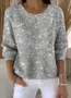 Women Holiday 3D Sequin Print Long Sleeve Cotton Comfy Vintage Sweater
