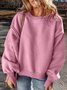 Casual Crew Neck Plain Sweatshirt