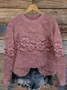 Women Knitted Floral Long Sleeve Comfy Casual Printing Sweater