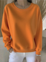 Casual Crew Neck Plain Sweatshirt