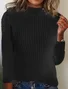 Women Cotton Plain Long Sleeve Comfy Casual Sweater