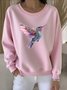 Casual Crew Neck Animal Sweatshirt