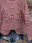 Women Knitted Floral Long Sleeve Comfy Casual Printing Sweater