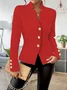 Women Plain Spring/Fall Outerwear Vintage Split Joint Long Sleeve Regular Blazer