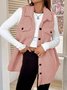 Women's Autumn And Winter Lapel Buttoned Plush Vest Jacket Loose Temperament Commuting Imitation Lambskin
