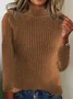 Women Cotton Plain Long Sleeve Comfy Casual Sweater