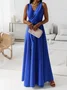 Women Plain Summer Split Joint Dress V Neck Sleeveless Tank A-Line Dress