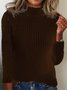 Women Cotton Plain Long Sleeve Comfy Casual Sweater