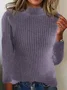 Women Cotton Plain Long Sleeve Comfy Casual Sweater