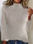 Women Cotton Plain Long Sleeve Comfy Casual Sweater