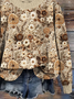 Women Knitted Floral Long Sleeve Comfy Casual Printing Sweater