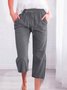 Women Plain Capris Pants Casual Summer Trousers