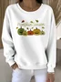 Casual Crew Neck Floral Sweatshirt