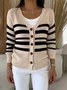 Women Striped Long Sleeve Comfy Vintage Cardigan