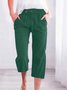 Women Plain Capris Pants Casual Summer Trousers