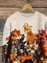 Women Knitted Floral Long Sleeve Comfy Casual Printing Sweater