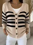 Women Striped Long Sleeve Comfy Vintage Cardigan