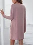 Women Plain Spring/Fall Split Joint Dress Crew Neck Long Sleeve Shift Dress A-Line Dress