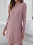 Women Plain Spring/Fall Split Joint Dress Crew Neck Long Sleeve Shift Dress A-Line Dress