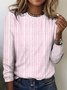 Vintage Striped Crew Neck Long Sleeve T-shirt