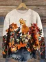Women Knitted Floral Long Sleeve Comfy Casual Printing Sweater