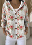 Women Cotton Floral Long Sleeve Comfy Casual Cardigan
