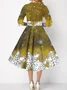 Women Christmas Spring/Fall Dress Crew Neck Three Quarter Sleeve A-Line Dress