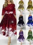 Women Christmas Spring/Fall Dress Crew Neck Three Quarter Sleeve A-Line Dress