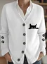 Women Cotton Animal Long Sleeve Comfy Vintage Cardigan