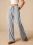 Women Plain Long Elastic Waist Pants Casual Spring/Fall Trousers