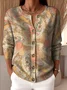 Women Knitted Floral Long Sleeve Comfy Vintage Cardigan