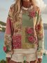 Casual Crew Neck Floral Sweatshirt