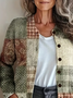 Women Abstract Long Sleeve Comfy Vintage Printing Cardigan