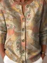 Women Knitted Floral Long Sleeve Comfy Vintage Cardigan