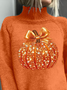 Women Halloween (pumpkin) Long Sleeve Comfy Vintage Printing Sweater