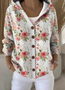 Women Cotton Floral Long Sleeve Comfy Casual Cardigan
