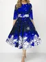 Women Christmas Spring/Fall Dress Crew Neck Three Quarter Sleeve A-Line Dress