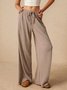 Women Plain Long Elastic Waist Pants Casual Spring/Fall Trousers