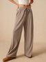 Women Plain Long Elastic Waist Pants Casual Spring/Fall Trousers