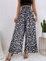Women Leopard Long Elastic Waist Pants Vintage Spring/Fall Trousers