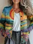 Women Abstract Long Sleeve Comfy Vintage Printing Cardigan