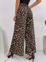 Women Leopard Long Elastic Waist Pants Vintage Spring/Fall Trousers