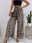 Women Leopard Long Elastic Waist Pants Vintage Spring/Fall Trousers